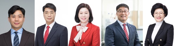 (왼쪽부터) 전종현, 최신용, 강묘영, 김형석, 최호연 진주시의원 